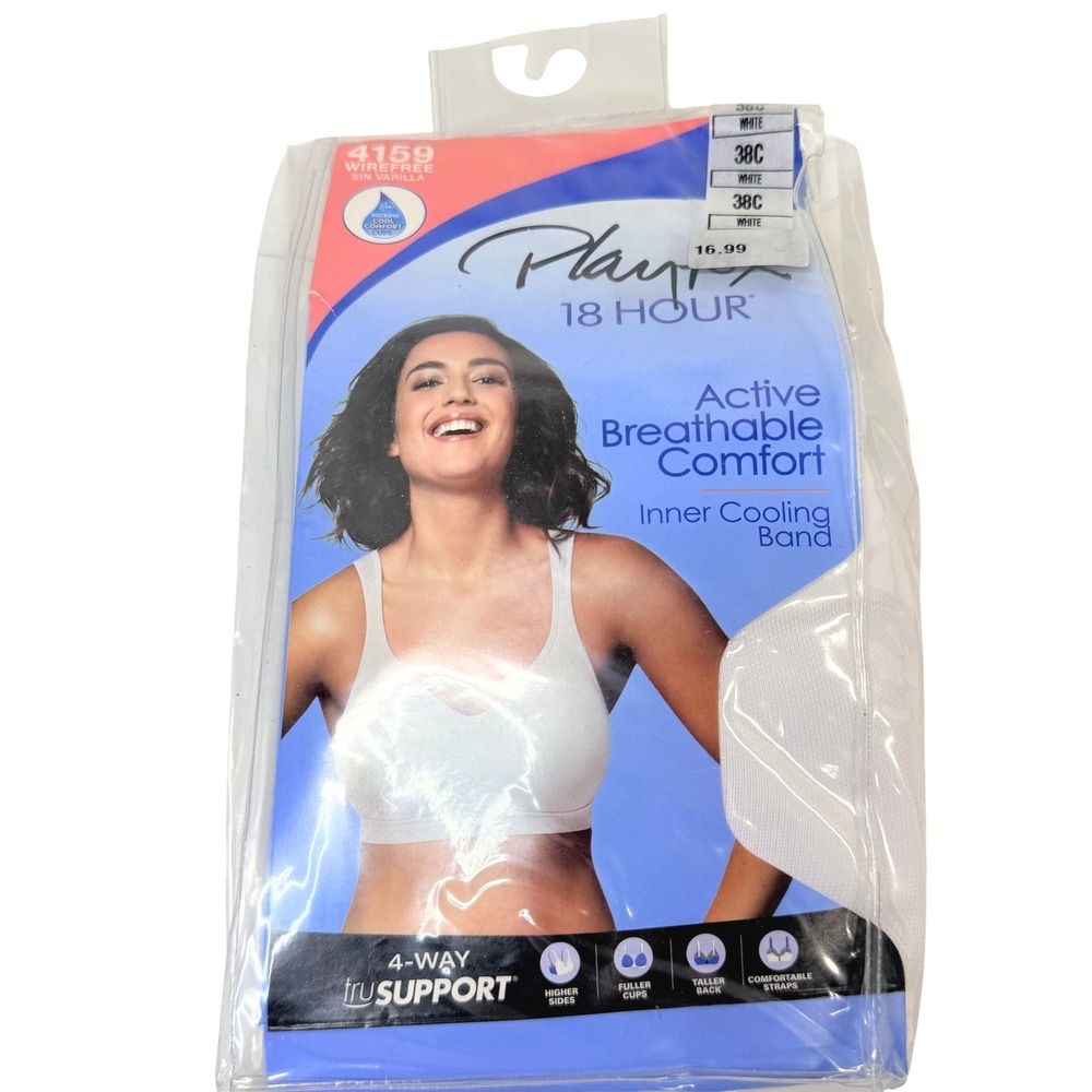 Playtex 18 Hour Active Breathable Comfort Bra 4159 Women 38C White Wirefree